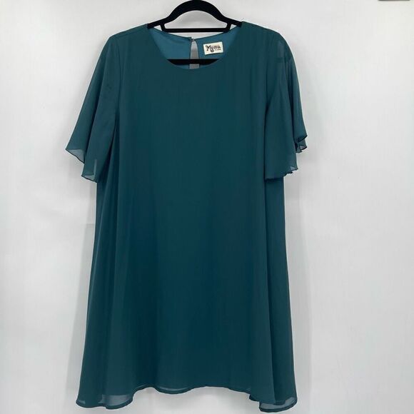 Show Me Your MuMu Green Flutter Sleeves Flowy Jenner Mini Dress XL - Picture 1 of 7